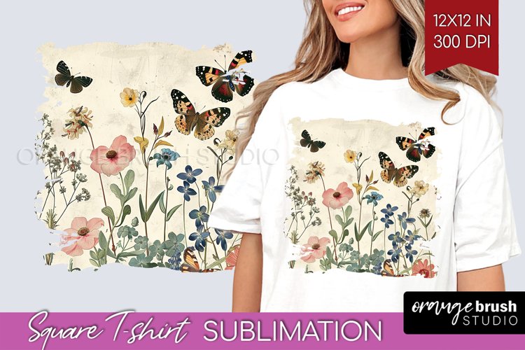 Wildflowers Square Tshirt Background - Spring Flowers PNG