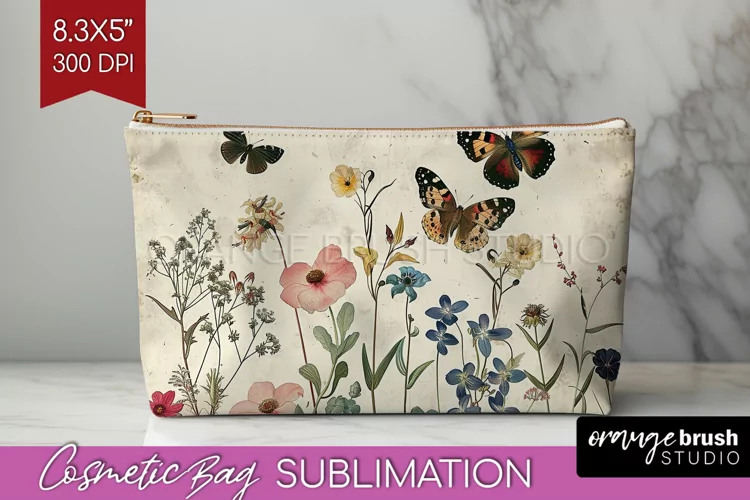Wildflowers Cosmetic Bag - Spring Flowers Makeup Bag PNG