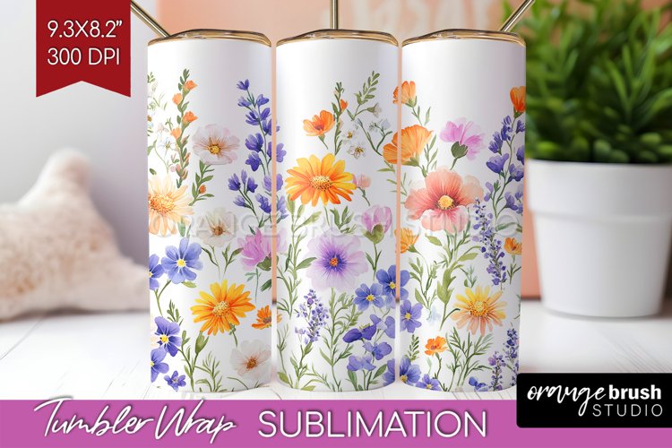 Wildflowers Tumbler Wrap - Spring Flowers Tumbler PNG example image 1