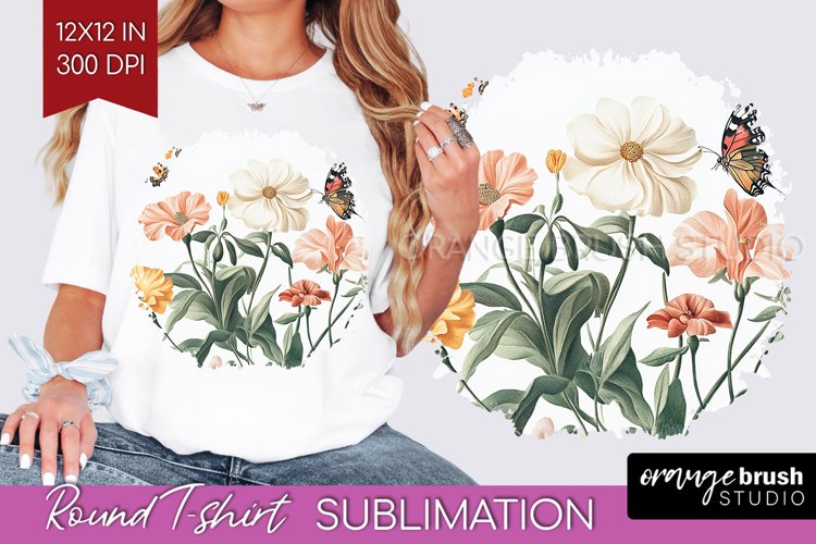 Wildflowers Round Tshirt Background - Spring Flowers PNG