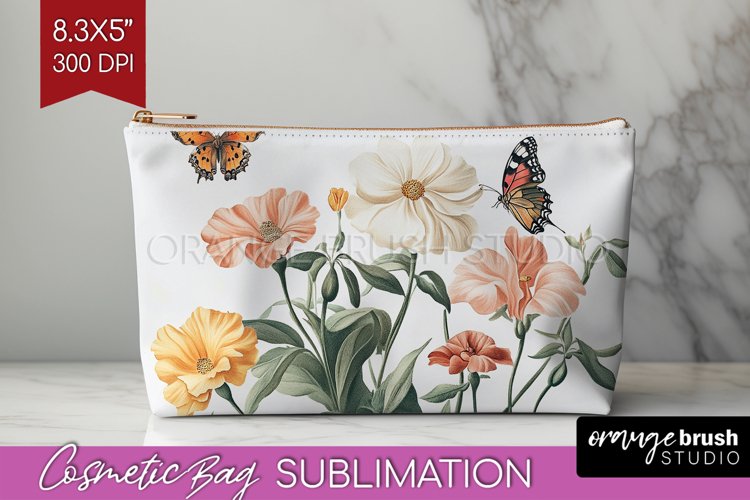 Wildflowers Cosmetic Bag - Spring Flowers Makeup Bag PNG
