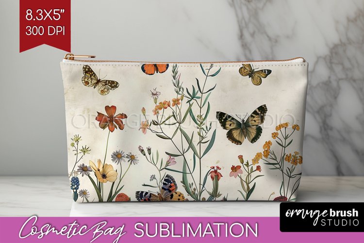 Wildflowers Cosmetic Bag - Spring Flowers Makeup Bag PNG
