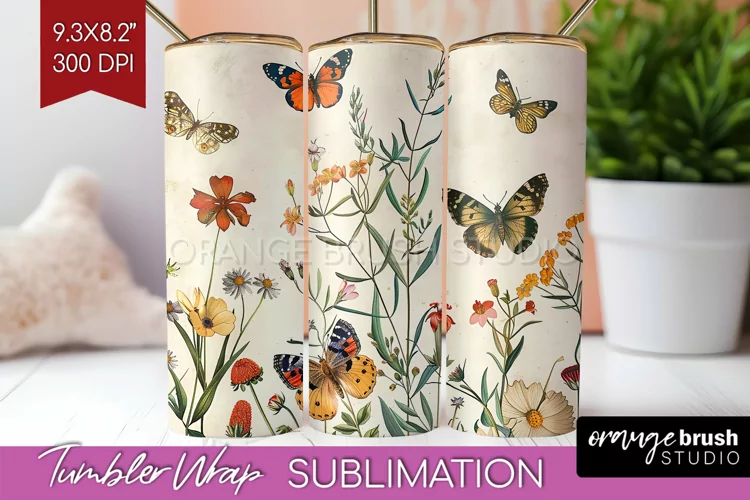 Wildflowers Tumbler Wrap - Spring Flowers Tumbler PNG