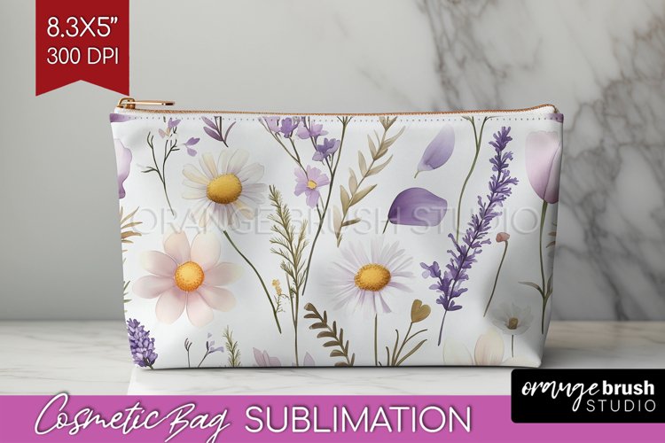 Wildflowers Cosmetic Bag - Spring Flowers Makeup Bag PNG example image 1