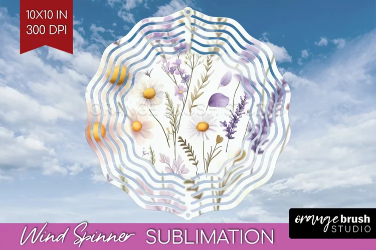 Wildflowers Wind Spinner Sublimation PNG - Spring Flowers