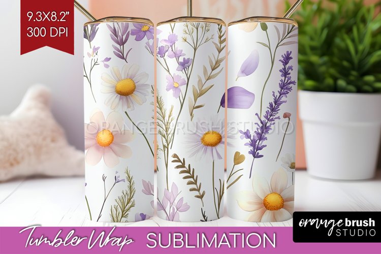 Wildflowers Tumbler Wrap - Spring Flowers Tumbler PNG example image 1