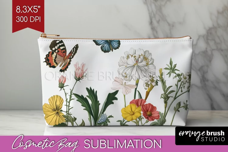 Wildflowers Cosmetic Bag - Spring Flowers Makeup Bag PNG