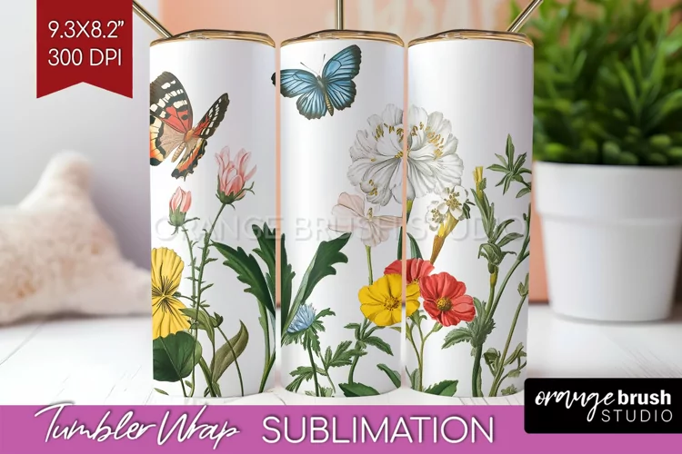 Wildflowers Tumbler Wrap - Spring Flowers Tumbler PNG