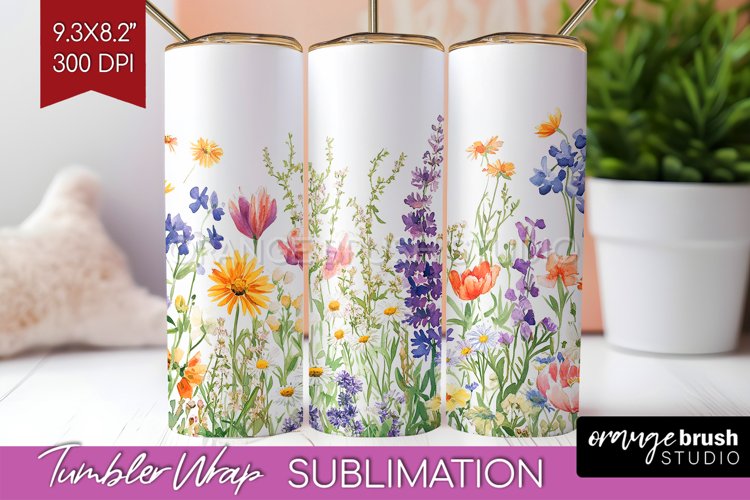 Wildflowers Tumbler Wrap - Spring Flowers Tumbler PNG example image 1