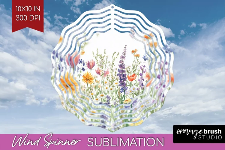 Wildflowers Wind Spinner Sublimation PNG - Spring Flowers