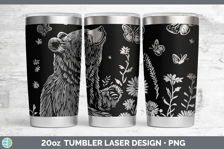 Wildflowers Bear Laser 20oz Tumbler Design