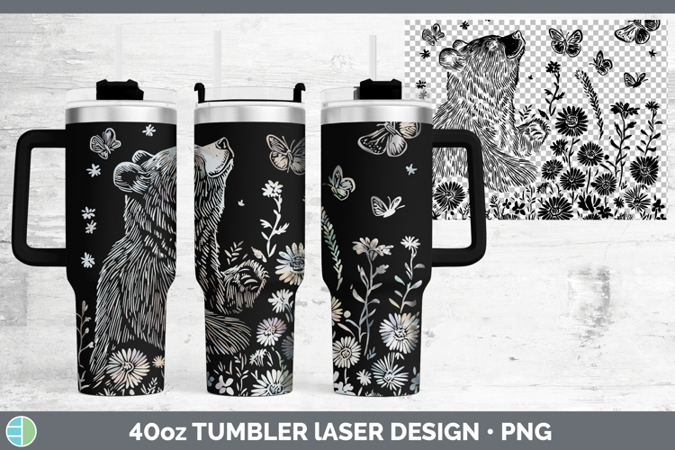 Wildflowers Bear Laser 40oz Tumbler Design