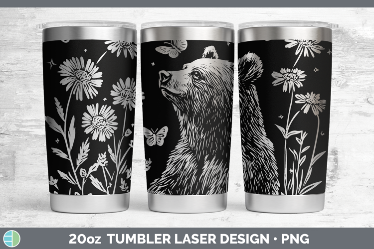Wildflowers Black Bear Laser 20oz Tumbler Design