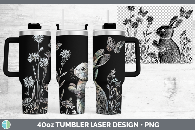 Wildflowers Bunny Laser 40oz Tumbler Design