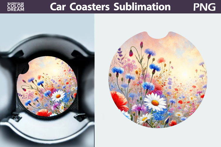 Wildflowers Car Coaster | Floral Car Coaster