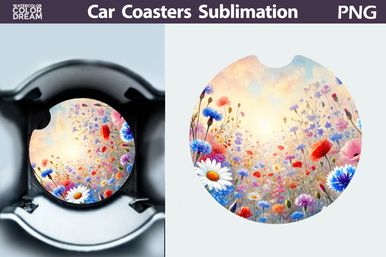 Wildflowers Car Coaster | Floral Car Coaster