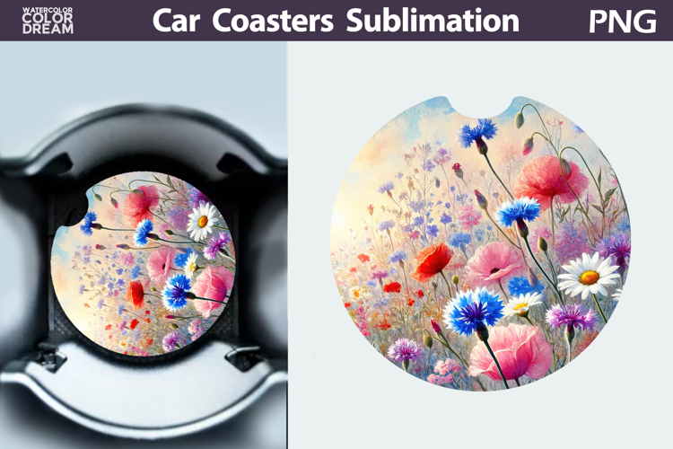 Wildflowers Car Coaster | Floral Car Coaster