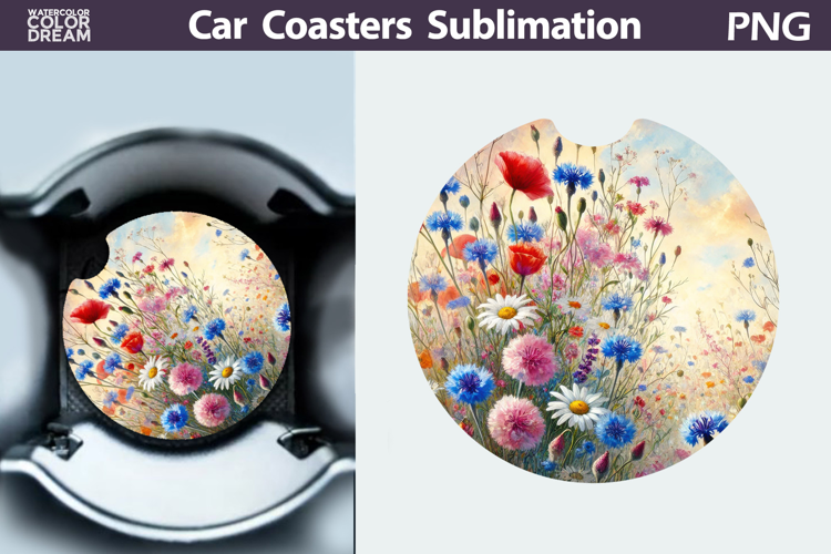 Wildflowers Car Coaster | Floral Car Coaster
