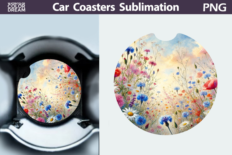 Wildflowers Car Coaster | Floral Car Coaster