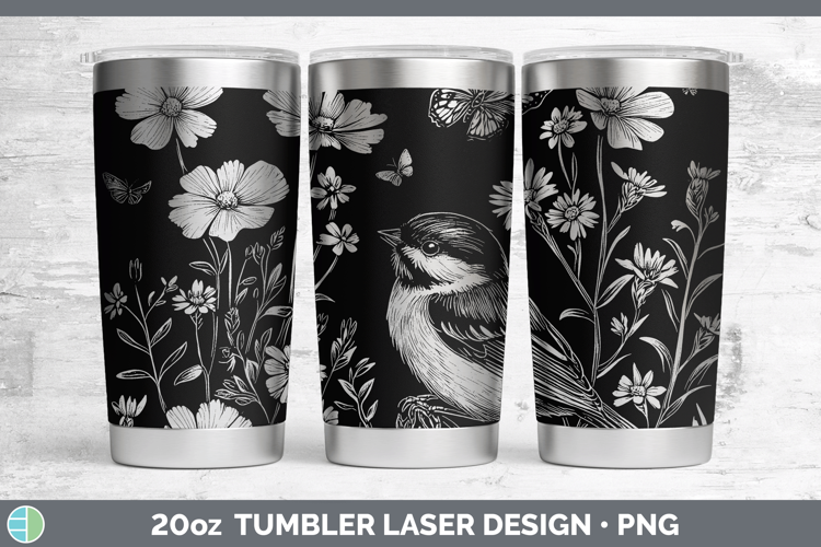 Wildflowers Chickadee Laser 20oz Tumbler Design