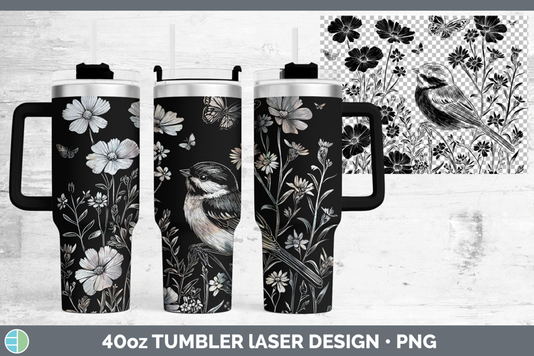 Wildflowers Chickadee Laser 40oz Tumbler Design