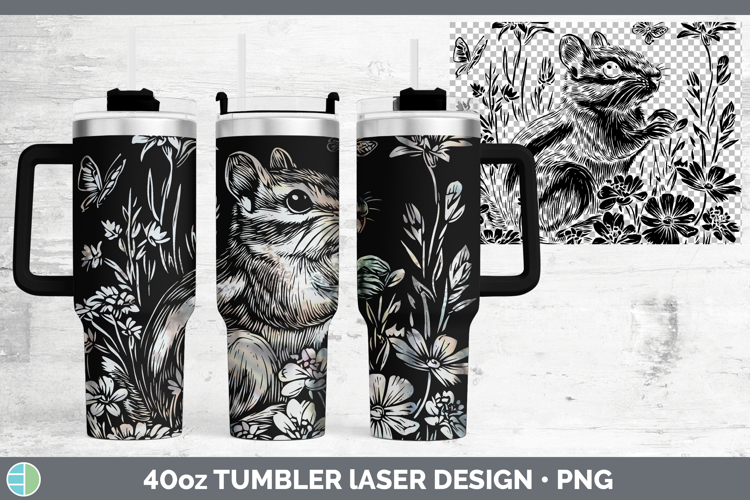 Wildflowers Chipmunk Laser 40oz Tumbler Design