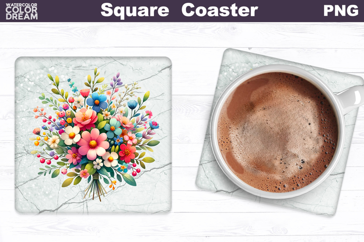 Wildflowers Square Coaster | Flowers Square Coaster