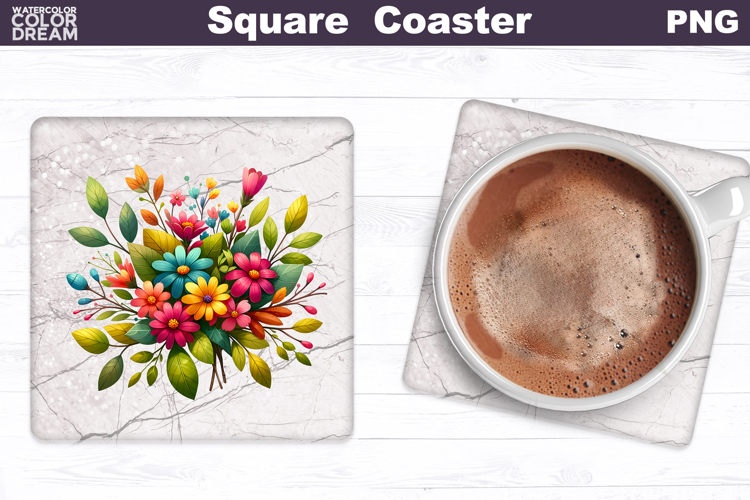 Wildflowers Square Coaster | Flowers Square Coaster