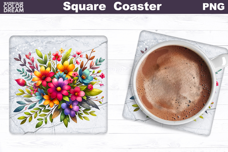Wildflowers Square Coaster | Flowers Square Coaster