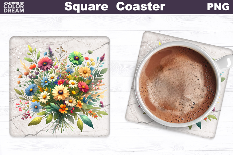 Wildflowers Square Coaster | Flowers Square Coaster