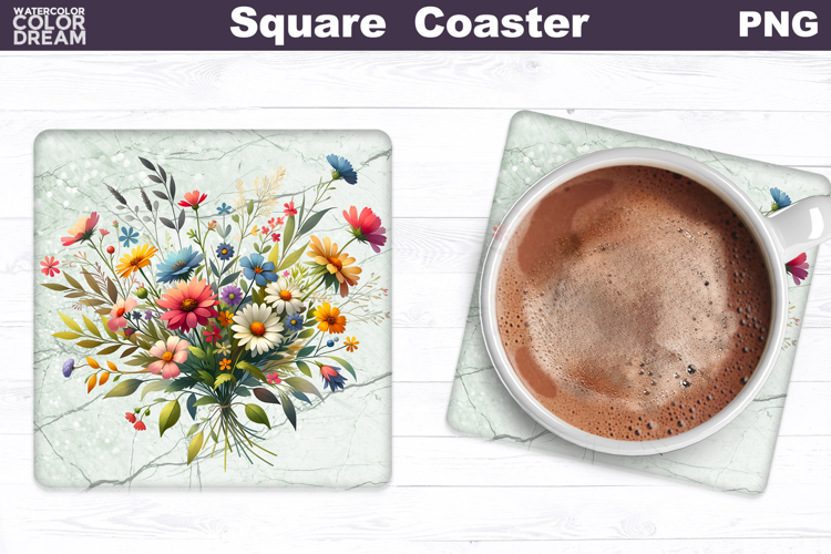 Wildflowers Square Coaster | Flowers Square Coaster