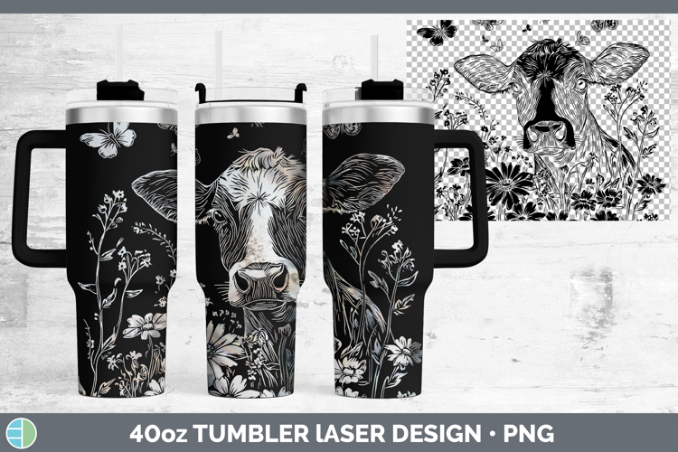 Wildflowers Cow Laser 40oz Tumbler Design