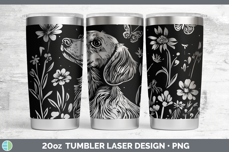 Wildflowers Dachshund Laser 20oz Tumbler Design