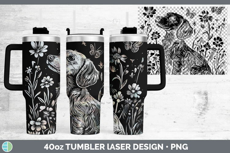Wildflowers Dachshund Laser 40oz Tumbler Design