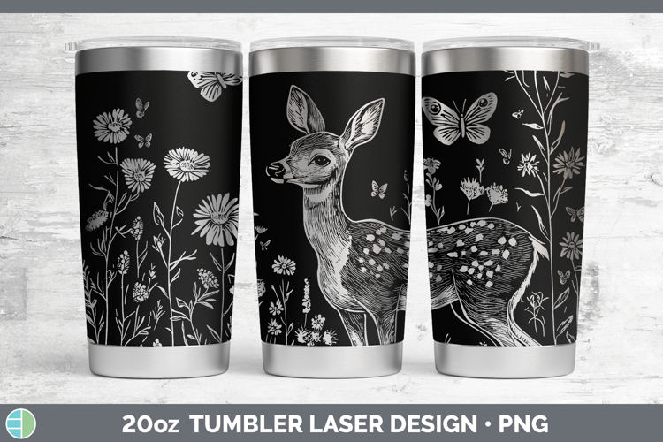 Wildflowers Deer Laser 20oz Tumbler Design