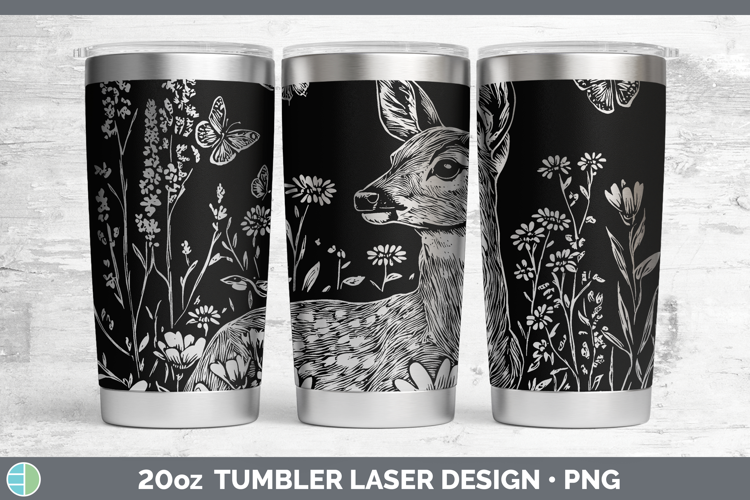 Wildflowers Deer Laser 20oz Tumbler Design