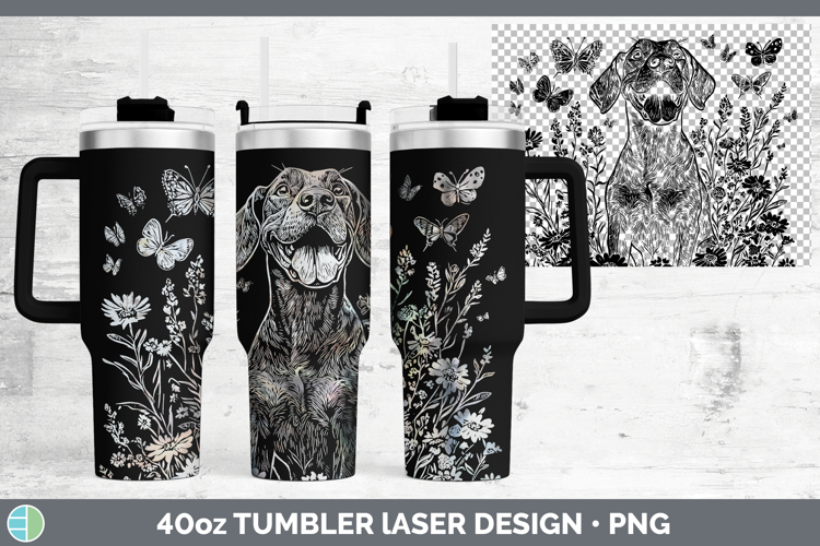Wildflowers Dogs Bluetick Coonhound Laser 40oz Tumbler Subli