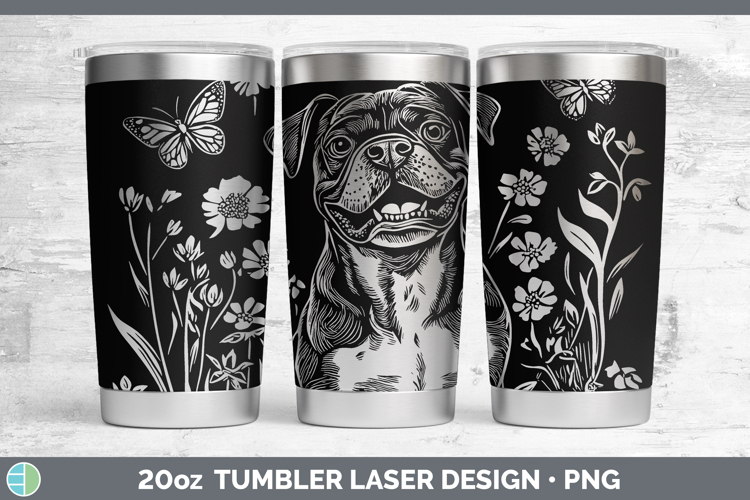 Wildflowers Dogs Boxer Laser 20oz Tumbler Sublimation Tumble