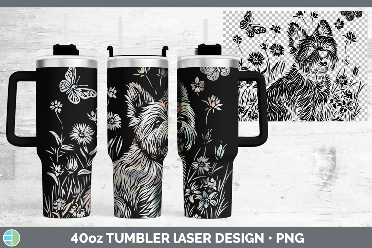 Wildflowers Dogs Cairn Terrier Laser 40oz Tumbler Sublimatio