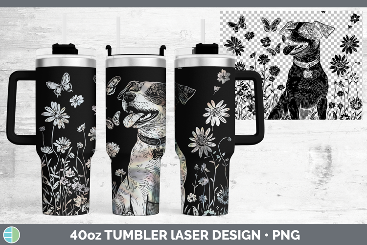 Wildflowers Dogs Jack Russell Terrier Laser 40oz Tumbler Sub