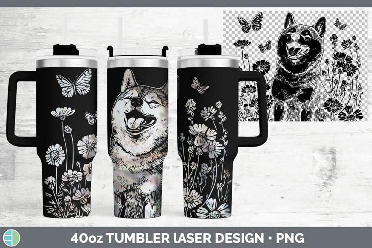 Wildflowers Dogs Shiba Inu Laser 40oz Tumbler Design