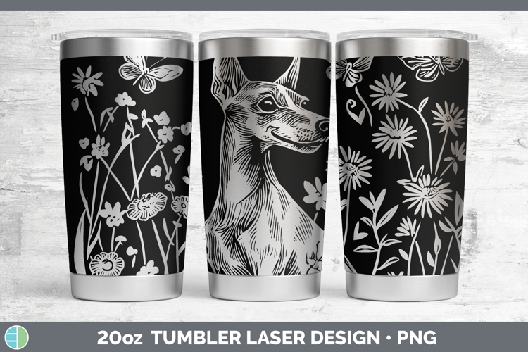 Wildflowers Dogs Whippet Laser 20oz Tumbler Design