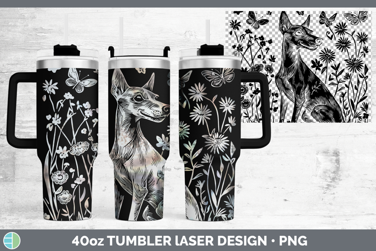 Wildflowers Dogs Whippet Laser 40oz Tumbler Design