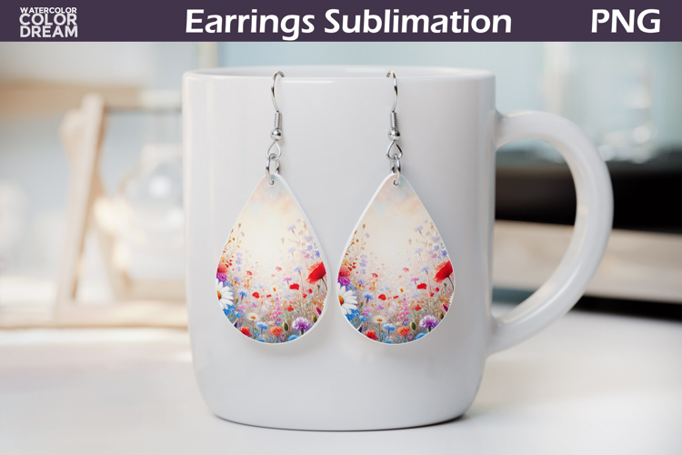 Wildflowers Teardrop Earrings | Daisy Cornflower Earrings