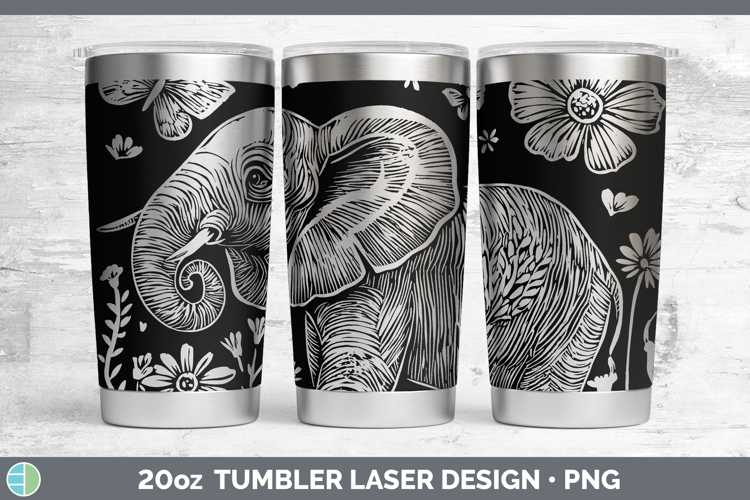 Wildflowers Elephant Laser 20oz Tumbler Design