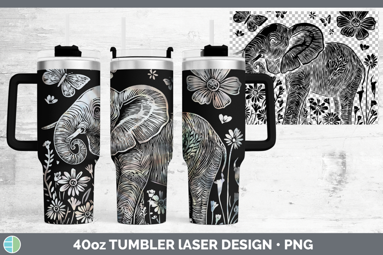 Wildflowers Elephant Laser 40oz Tumbler Design