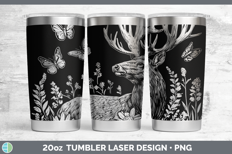 Wildflowers Elk Laser 20oz Tumbler Design