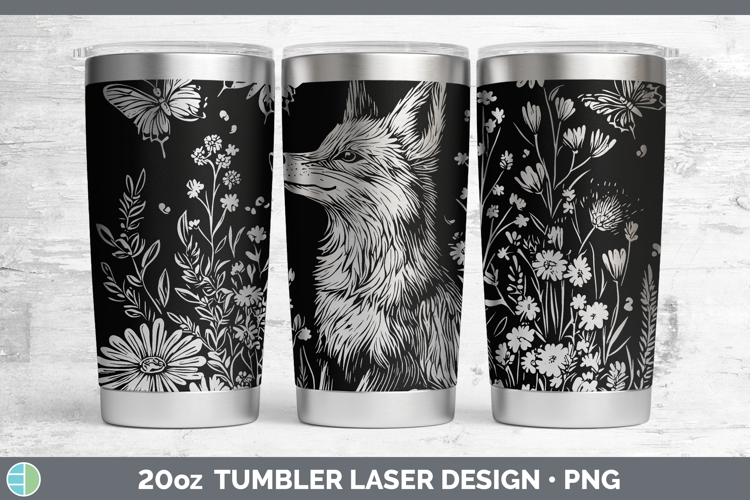 Wildflowers Fox Laser 20oz Tumbler Sublimation Design