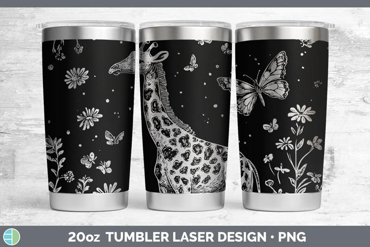 Wildflowers Giraffe Laser 20oz Tumbler Design