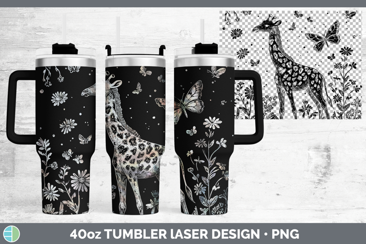 Wildflowers Giraffe Laser 40oz Tumbler Design